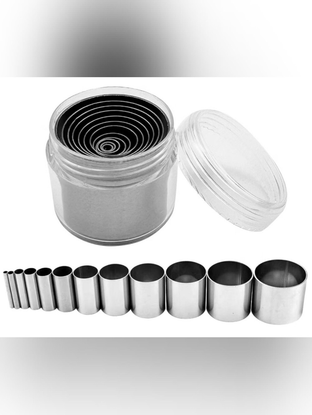 12 Piece Stainless Steel Round  Cutter Set For Crafts, Baking Etc.